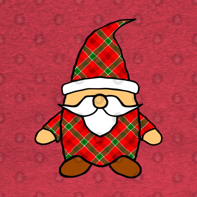 Cute Cartoon Gnome Red Green Plaid Pattern by Braznyc